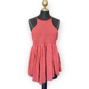 Free People Top Blouse Sleeveless Crochet Bohemian Orange Size Large NWT